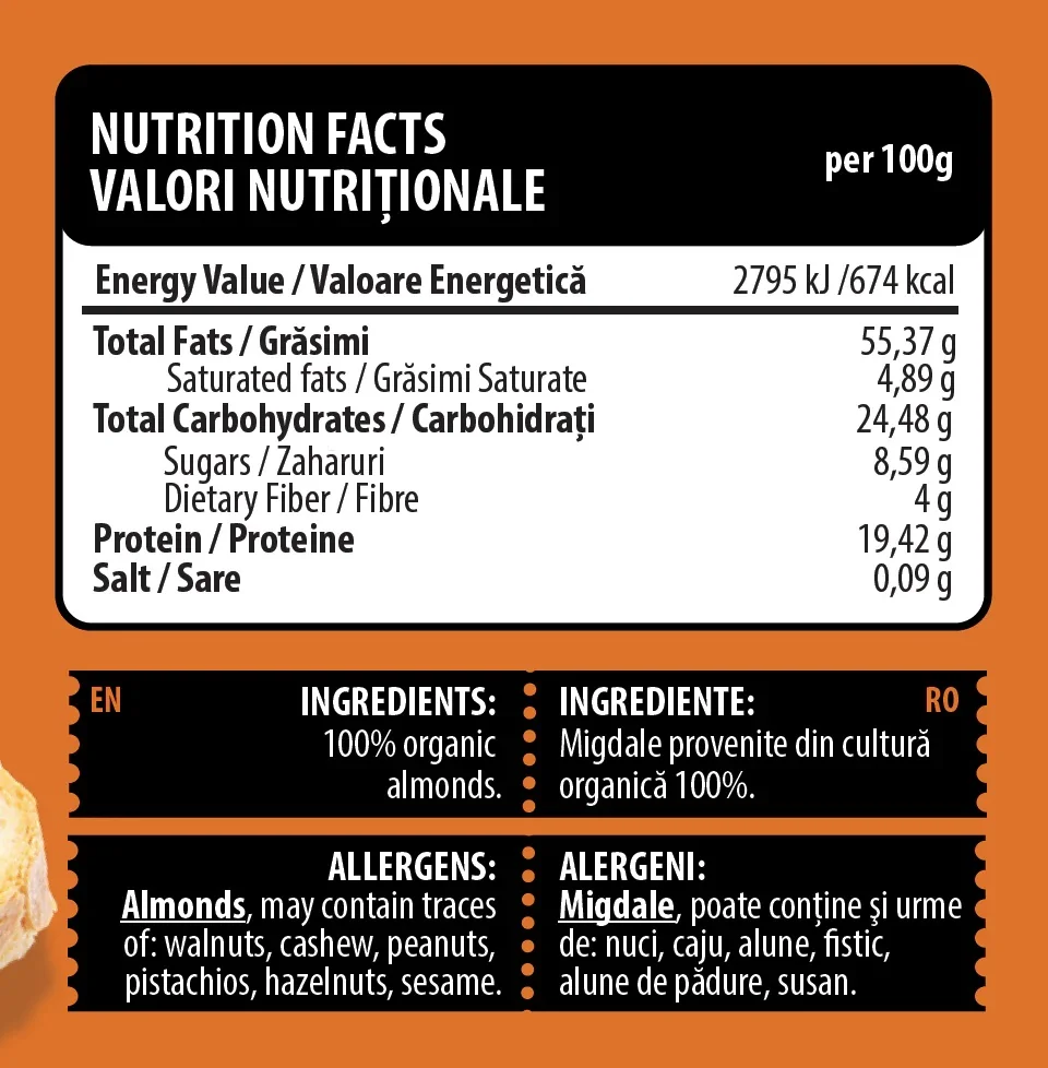 Unt eco de migdale, 250g, Genius Nutrition