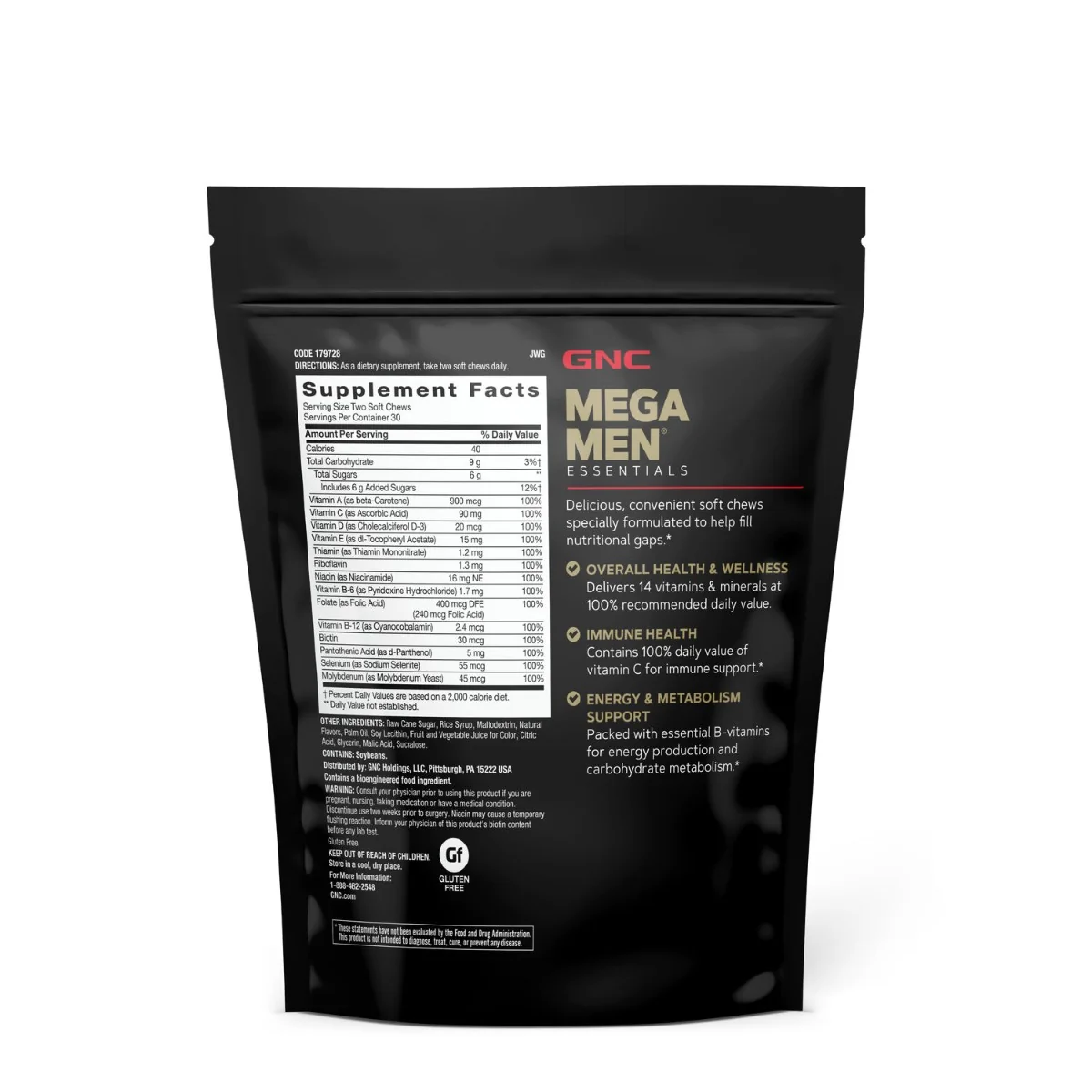 Complex de multivitamine pentru barbati cu gust de fructe asortate Mega Men® Soft Chews, 60 caramele, GNC