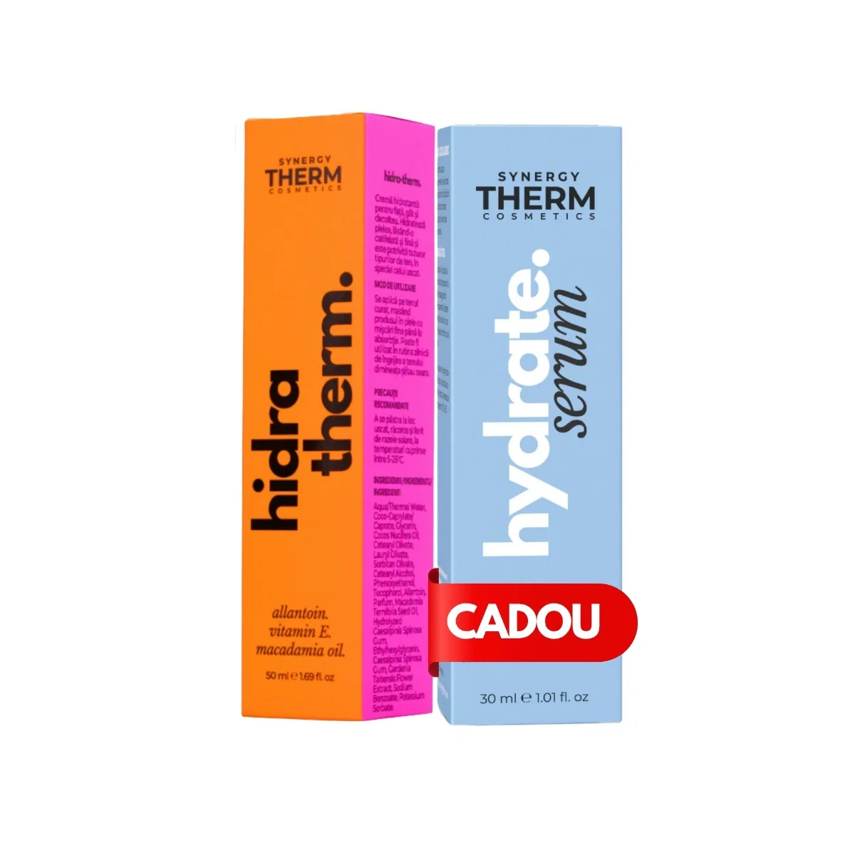 Pachet Crema hidratanta Hidra-Therm 50ml + Ser cu acid hialuronic Hydrate 30ml, Synergy Therm