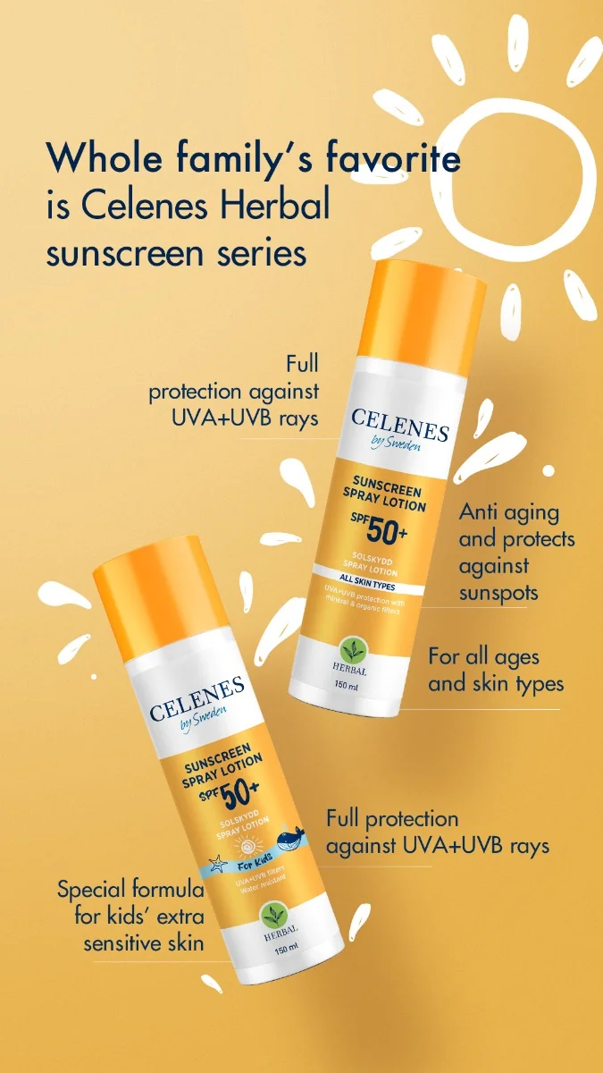 Lotiune spray pentru protectie solara Herbal Kids cu SPF 50+, 150ml, Celenes