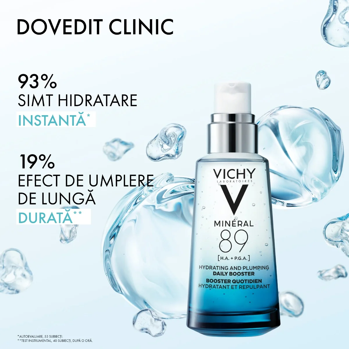 Gel-booster zilnic cu acid hialuronic cu efect de hidratare si fortifiere Mineral 89, 50ml, Vichy