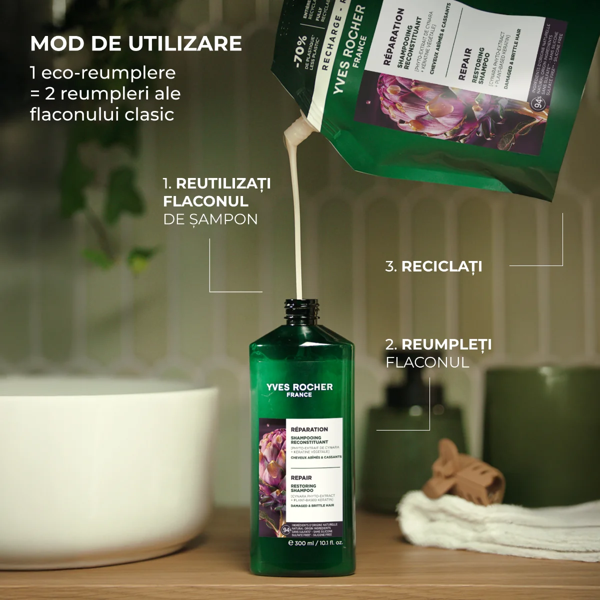 Rezerva sampon reparator, 600ml, Yves Rocher