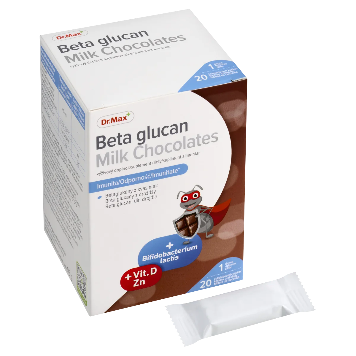 Dr Max Beta glucan ciocolata cu lapte, 20 tablete