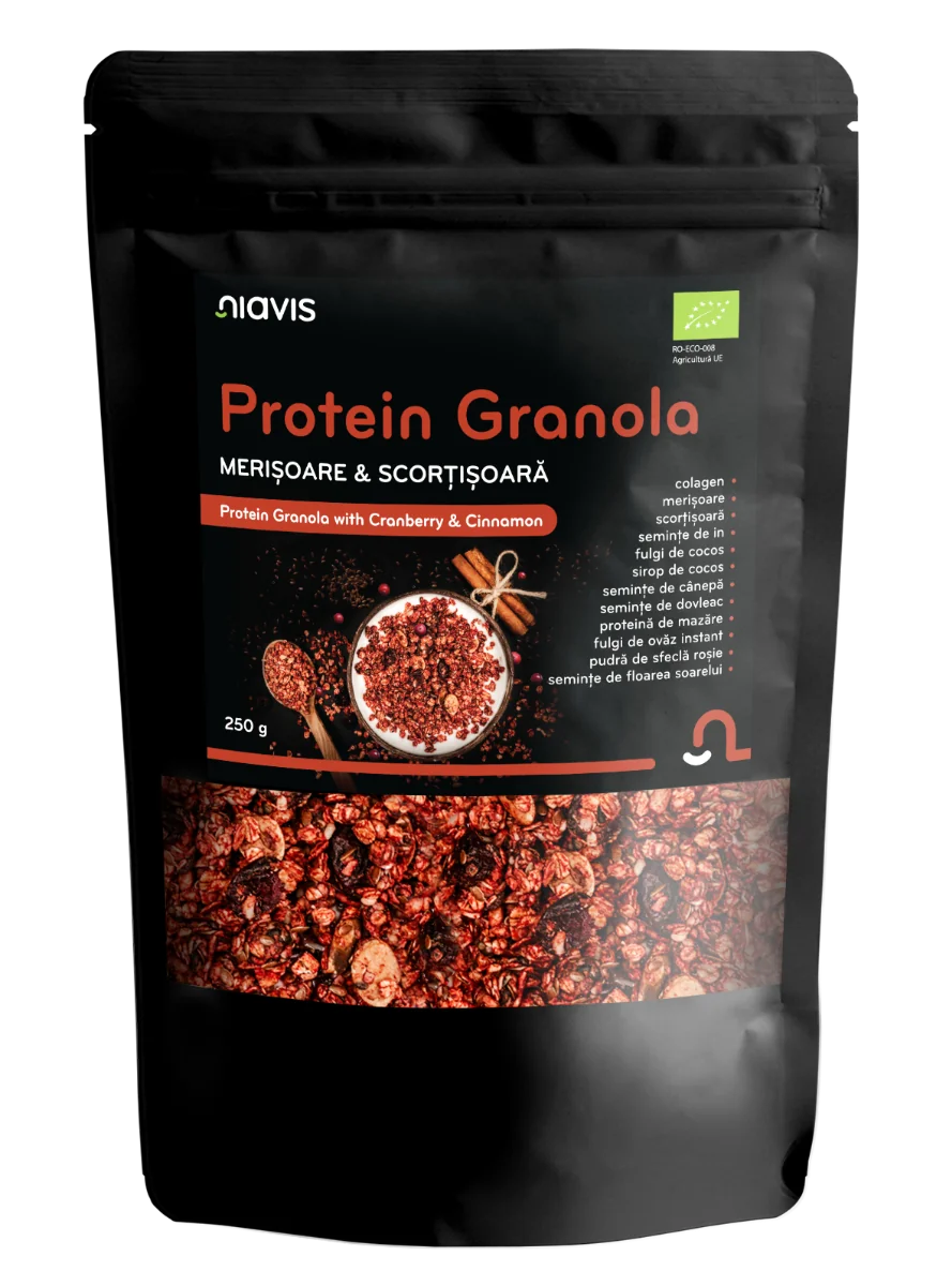 Granola proteica cu merisoare si scortisoara, 250g, Niavis