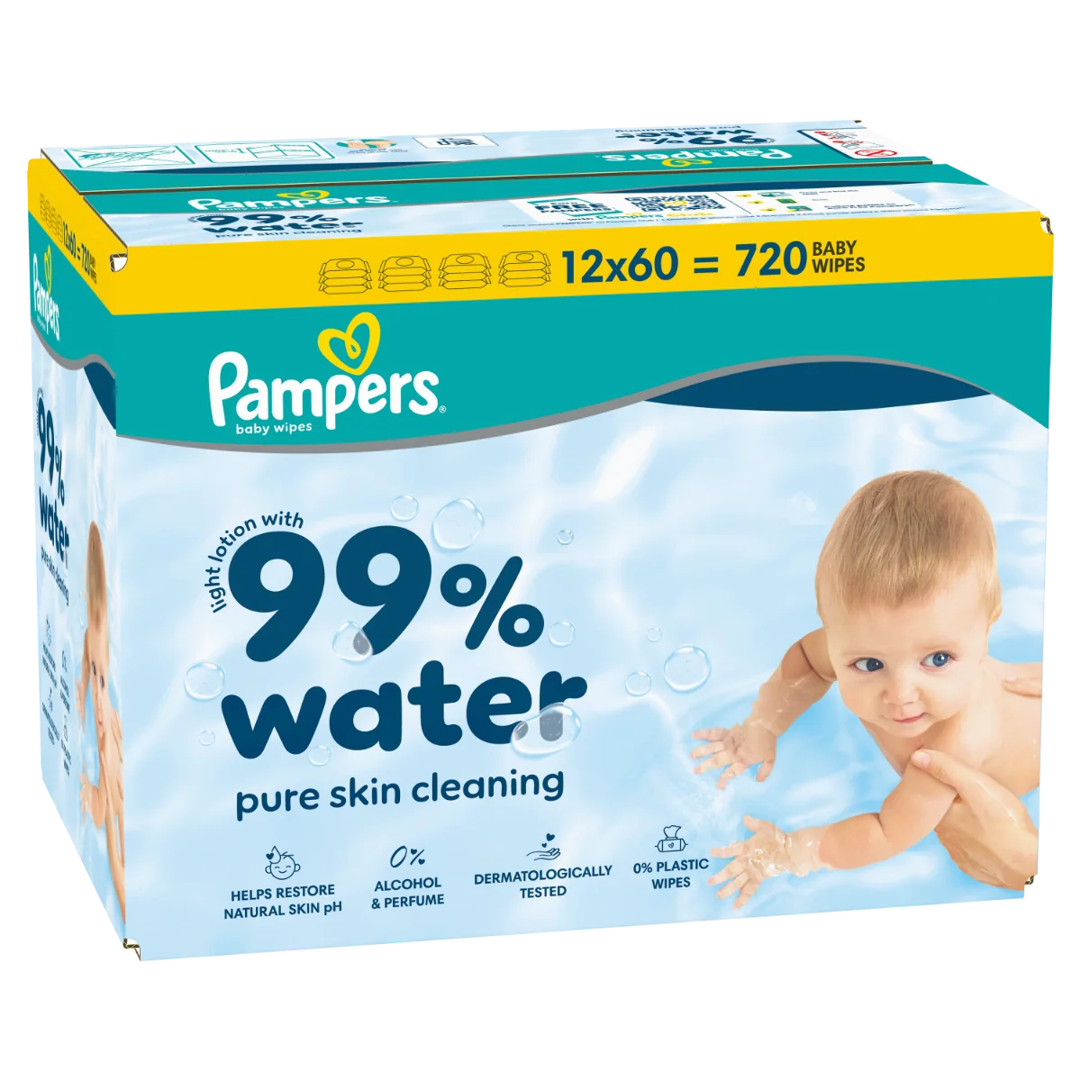 Servetele umede 99% apa cu lotiune usoara, 720 bucati, Pampers