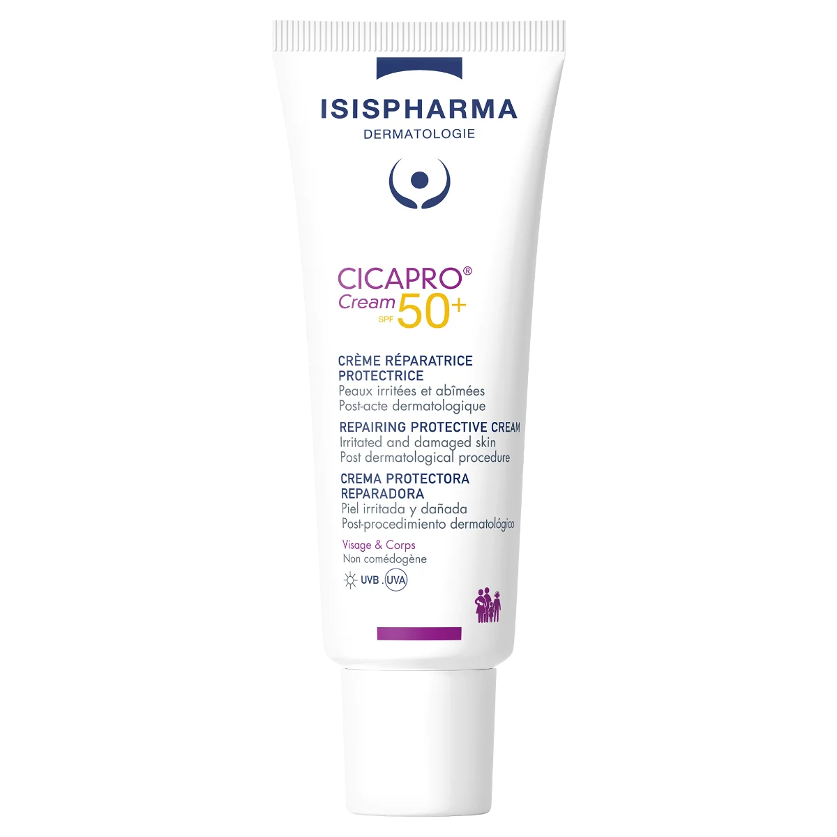 Crema reparatoare cu protectie solara Cicapro Cream SPF50+, 40ml, Isis Pharma