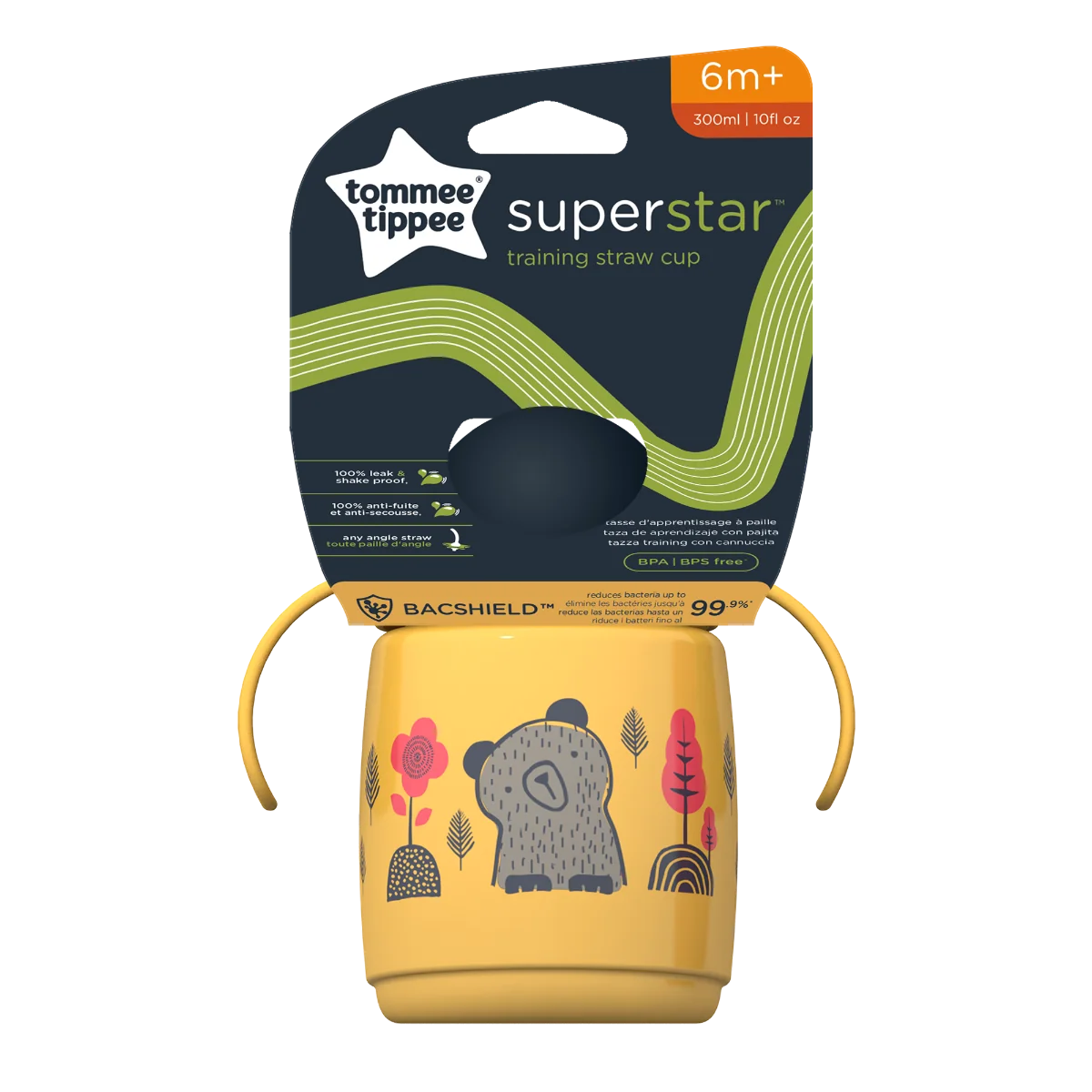Cana cu pai si protectie Bacshield™ pentru +6 luni Galben, 300ml, Tommee Tippee