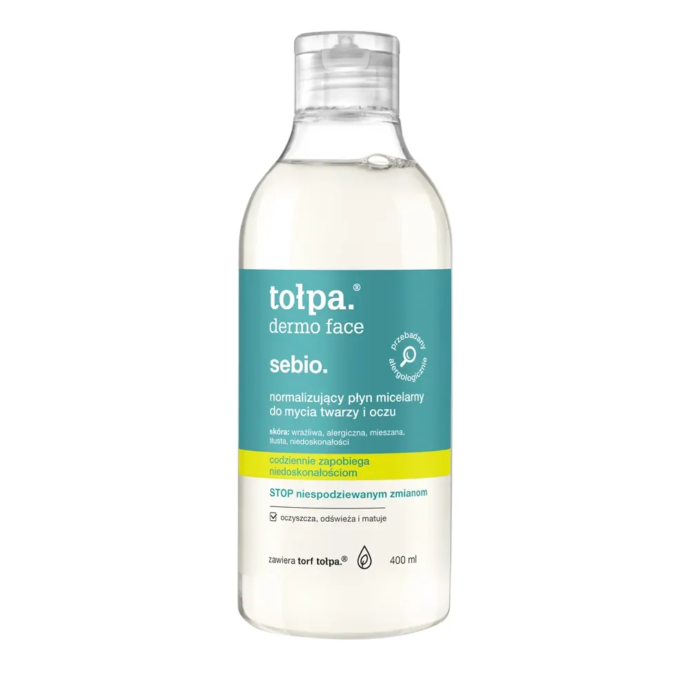 Apa micelara purifianta pentru ten gras si acneic Dermo Face Sebio, 400ml, Tołpa