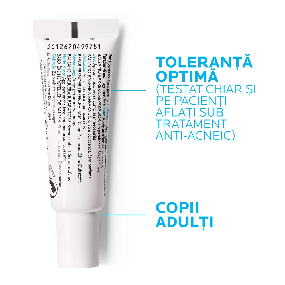 Balsam de buze reparator calmant si hidratant Cicaplast, 7.5ml, La Roche-Posay
