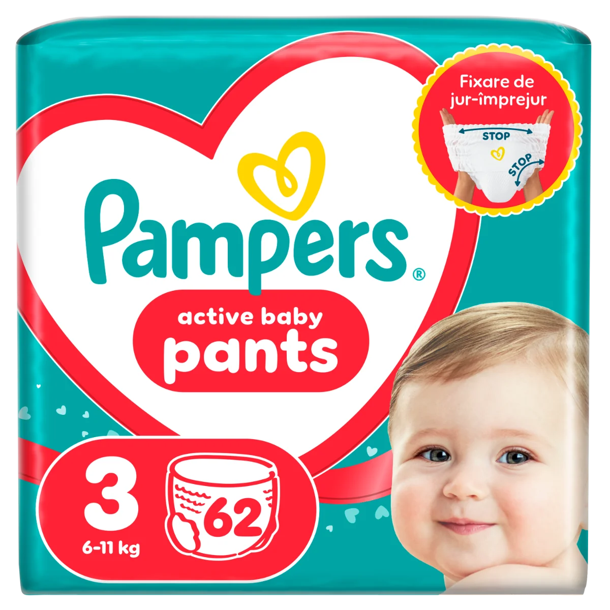 Scutece-chilotel Pants Marimea 3 pentru 6-11 kg, 62 bucati, Pampers