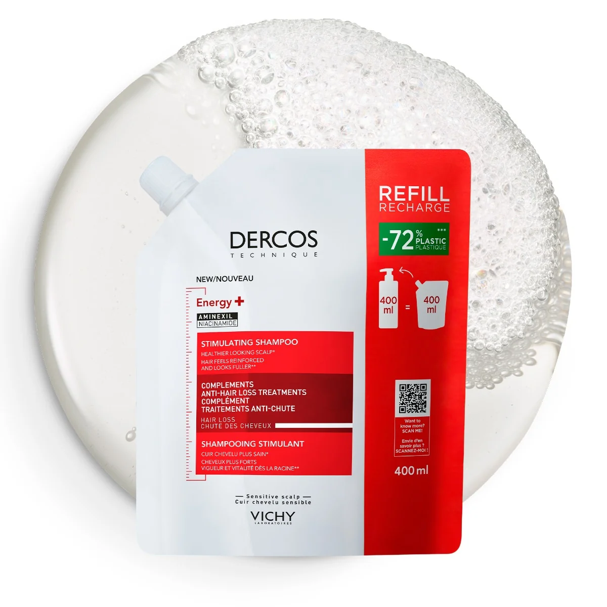 Rezerva Eco Sampon cu actiune energizanta Energy + Dercos, 400ml, Vichy