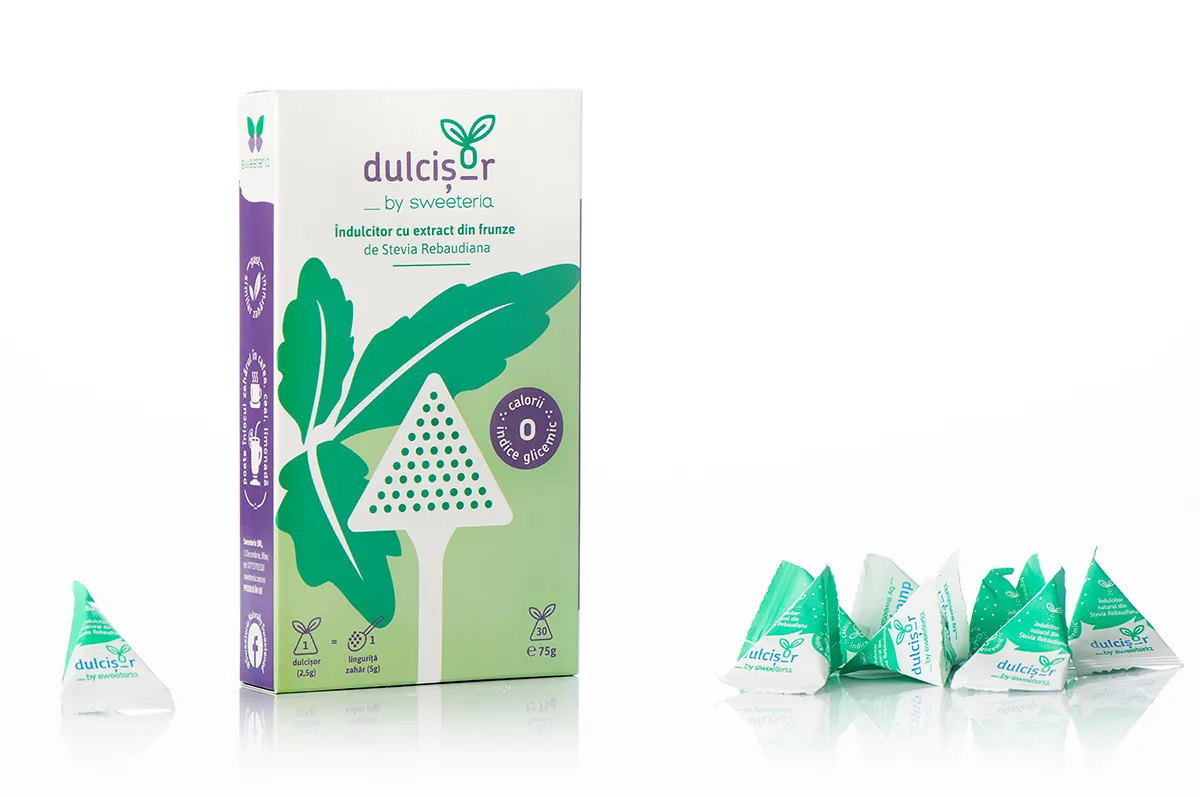 Dulcisor piramide indulcitor natural din stevie, 30 buc, Sweeteria