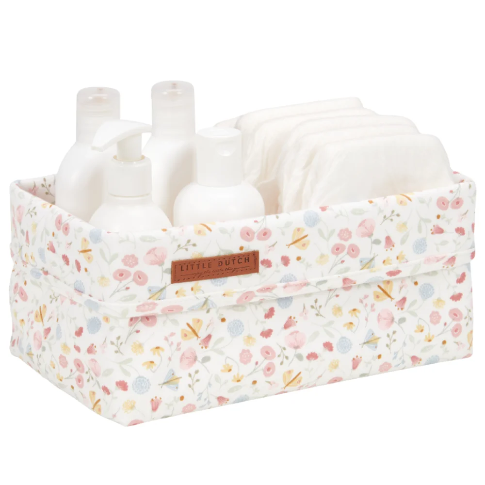 Cos de depozitare din bumbac Flowers & Butterflies, 1 bucata, Little Dutch