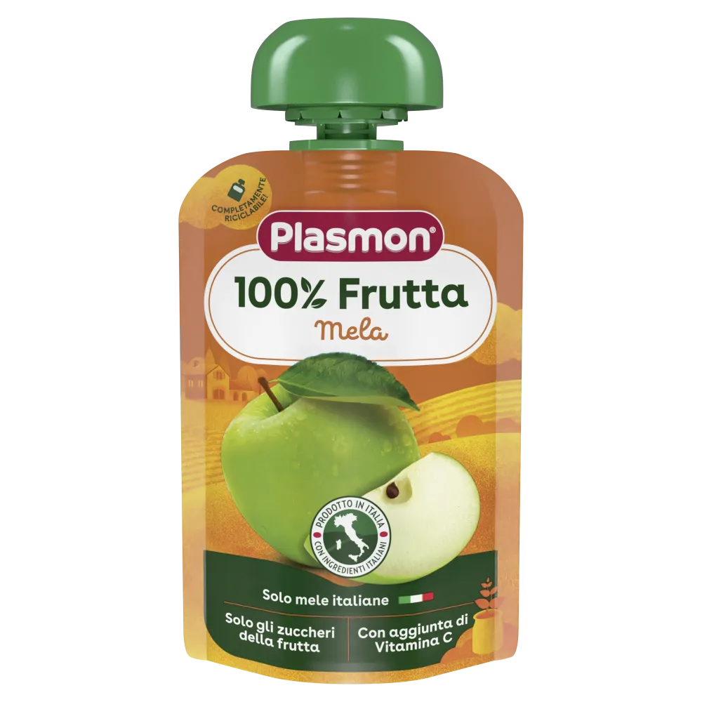 Piure din pulpa de mere si banane cu vitamina C, 100g, Plasmon