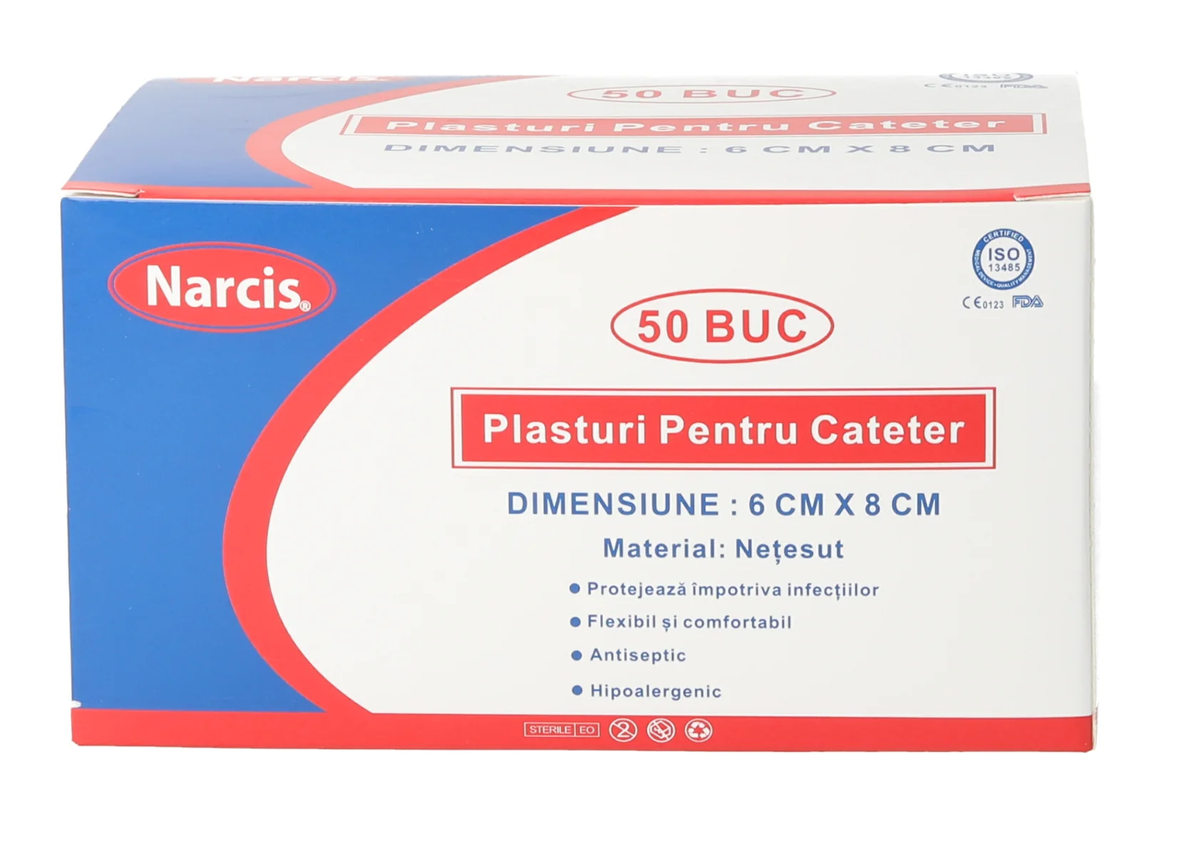 Plasturi pentru cateter 6cm x 8cm, 50 bucati, Narcis