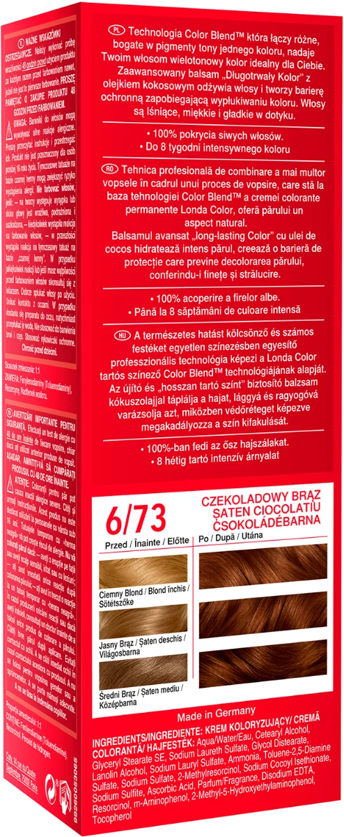 Vopsea de par permanenta 6/73 Saten Ciocolatiu, 110ml, Londa