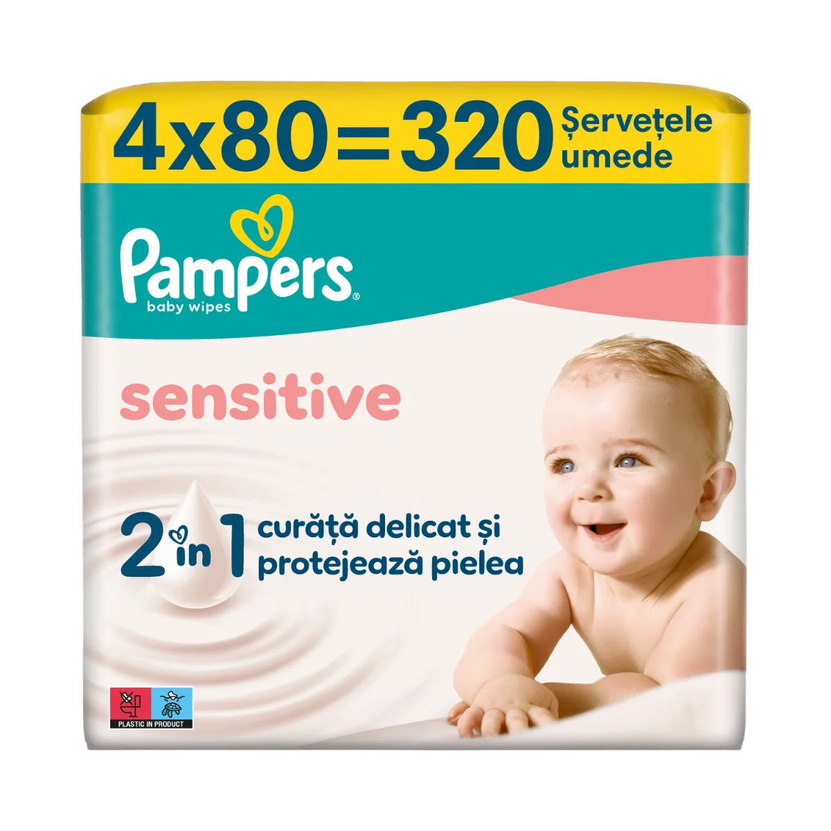 Servetele umede Sensitive, 320 bucati, Pampers