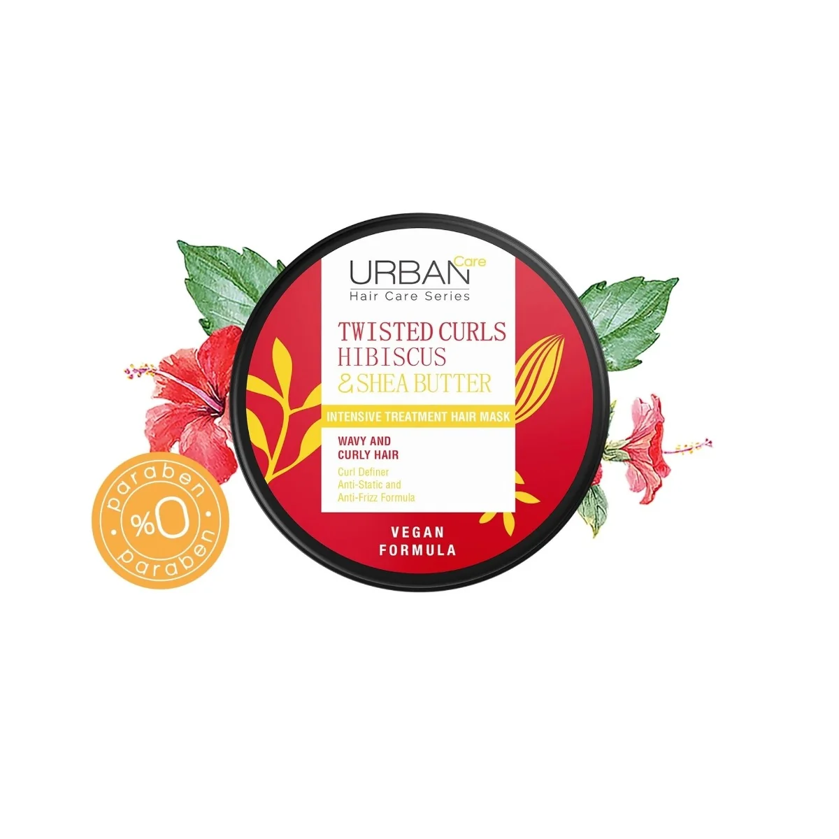 Masca de par intensiva pentru bucle cu Hibiscus si Unt de Shea, 230ml, Urban Care 