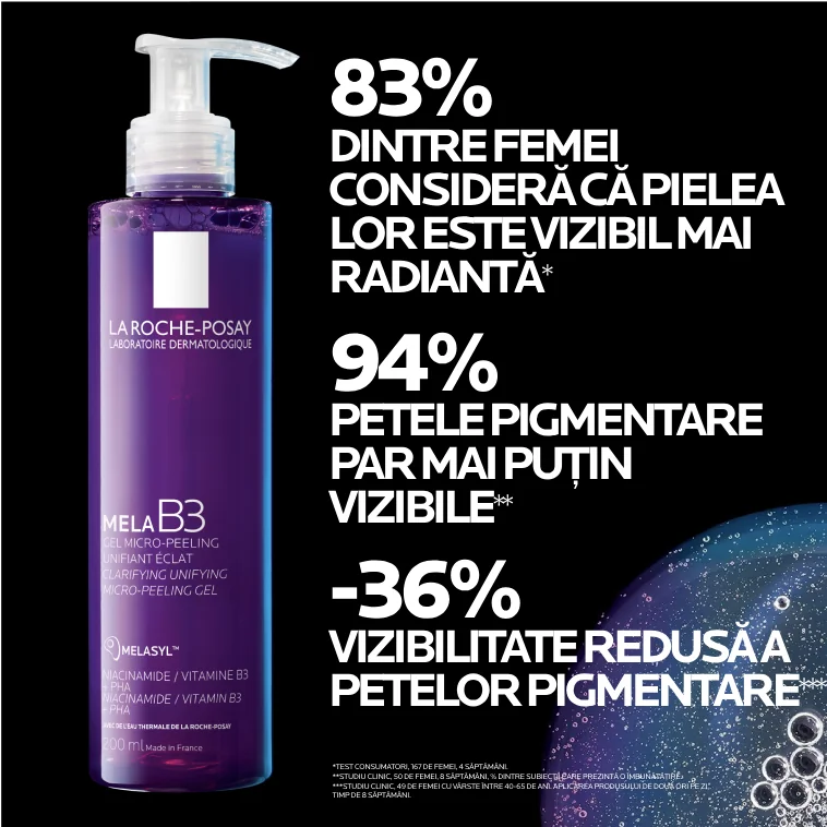 Gel micro-exfoliant anti-pete pigmentare formulat cu Melasyl Mela B3, 200ml, La Roche-Posay