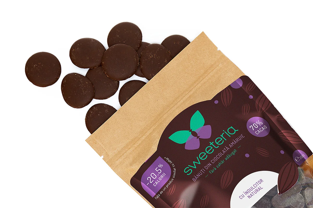 Banuti ciocolata amaruie (70% cacao), 250g, Sweeteria