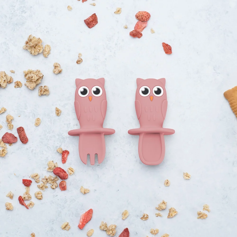 Set tacamuri din silicon Owl Old Rose 6 luni+, 1 bucata, Appekids