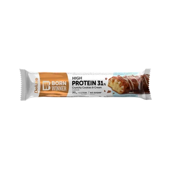 Baton proteic crocant cu biscuiti si crema Deluxe, 64g, Born Winner