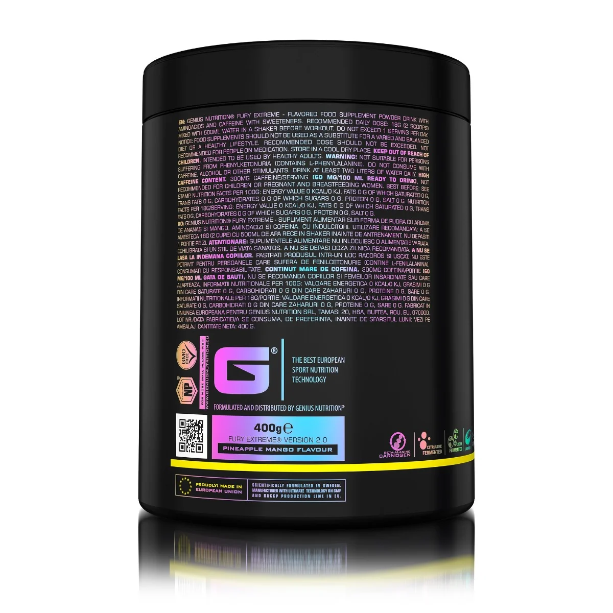 Pre-Workout cu aroma de anans si mango Fury Extreme, 400g, Genius Nutrition