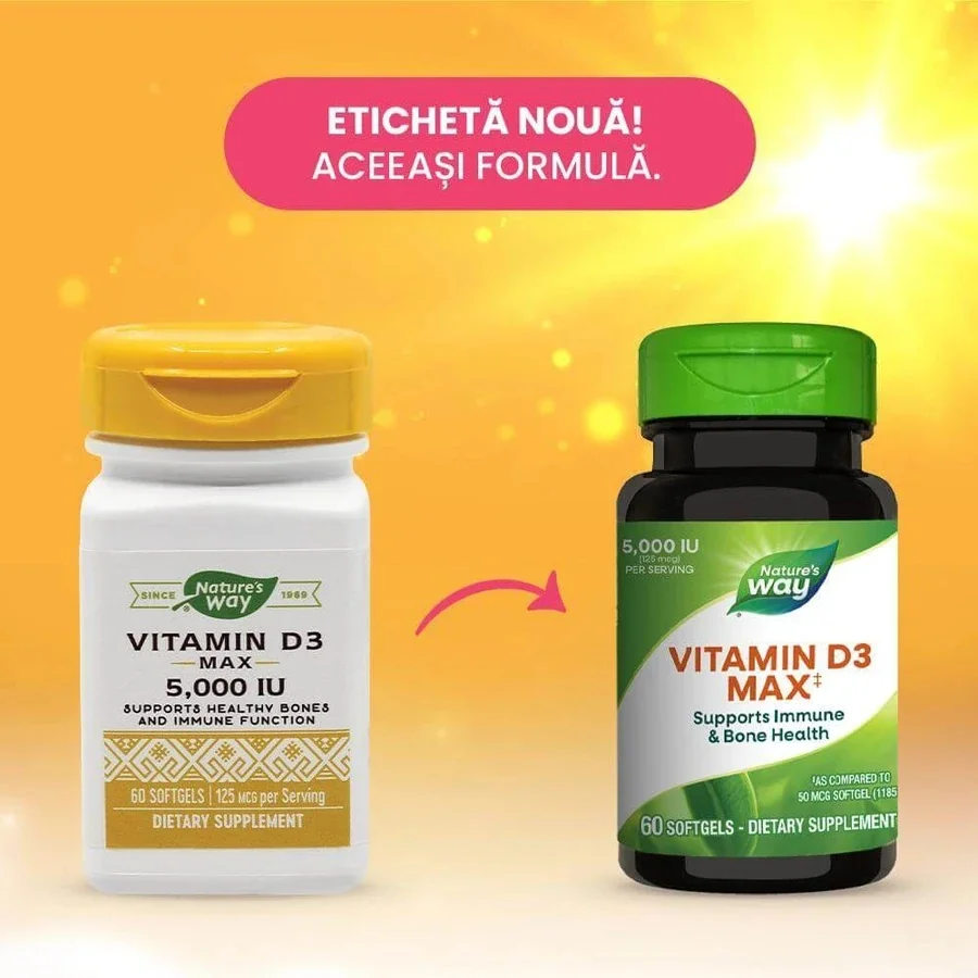 Vitamina D3 5000 UI Nature's Way, 60 capsule, Secom