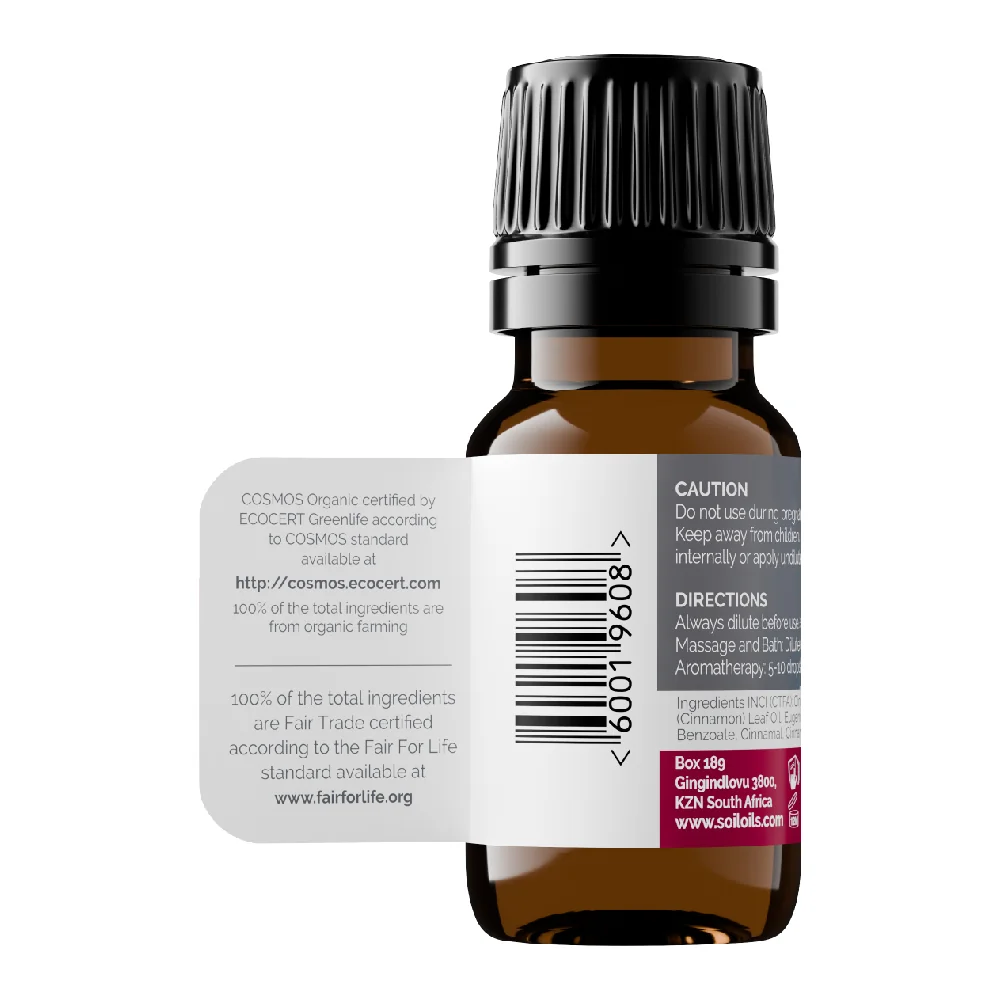 Ulei Esential Scortisoara (Cinnamomum zeylanicum) 100% Organic Ecocert, 10ml, Soil