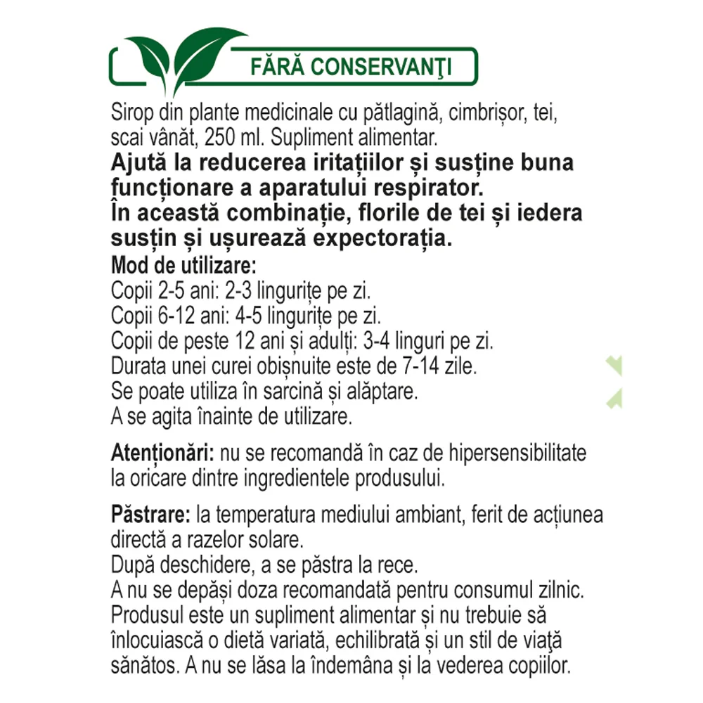 Sirop Plantusin, 250ml, Fares