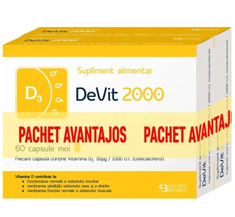 Pachet D3Vit 2000, 2x60 capsule moi, Impruvis
