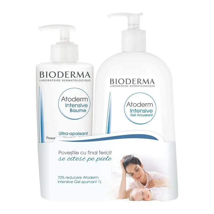 Pachet Balsam Atoderm Intensive 500ml + Gel spumant Atoderm Intensive 1000ml, Bioderma