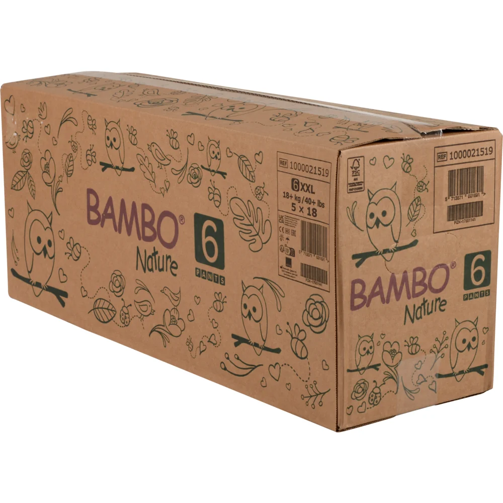 Scutece Eco Paper Bag Pants Marimea Nr. 6 pentru 15+ kg, 90 bucati, Bambo Nature