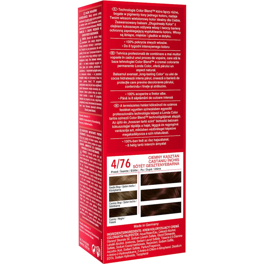Vopsea de par permanenta 4/76 Castaniu inchis, 110ml, Londa