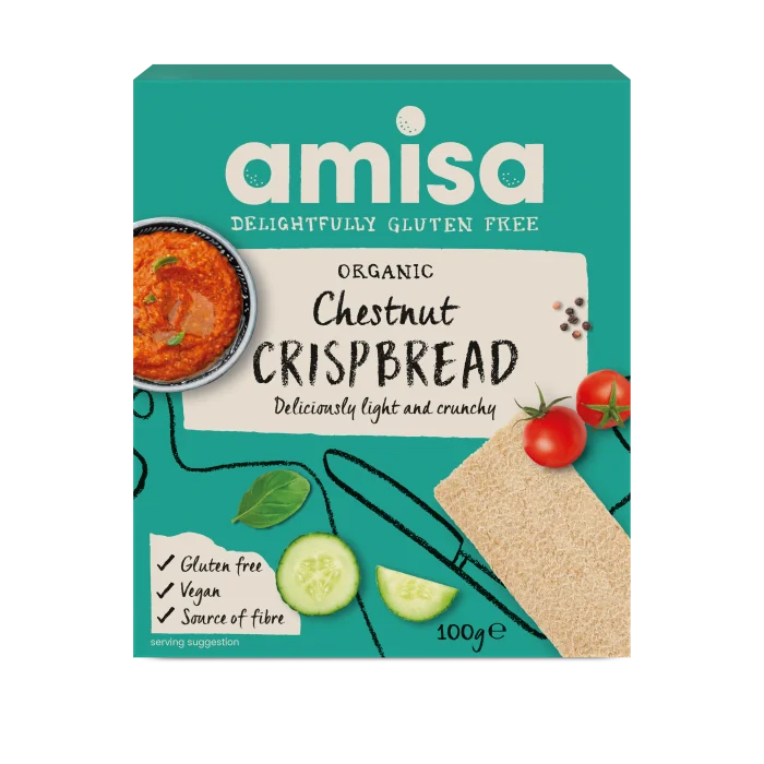 Crispbread cu faina de castane fara gluten Bio, 120g, Amisa