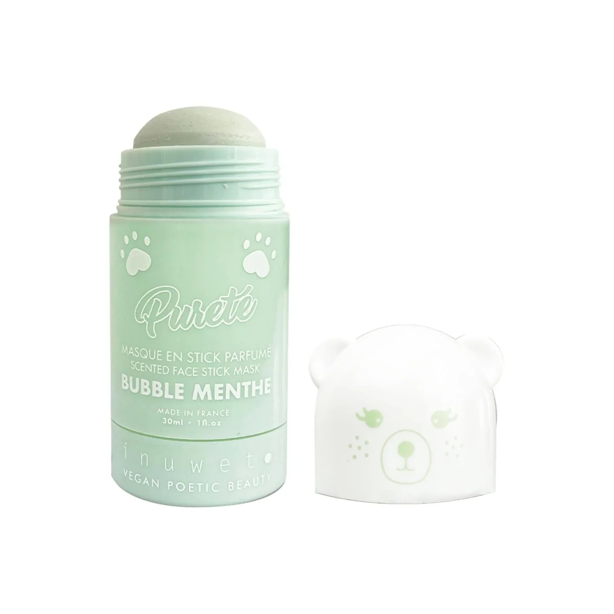 Masca stick purifianta pentru fata cu argila alba si parfum de menta, 30ml, Inuwet