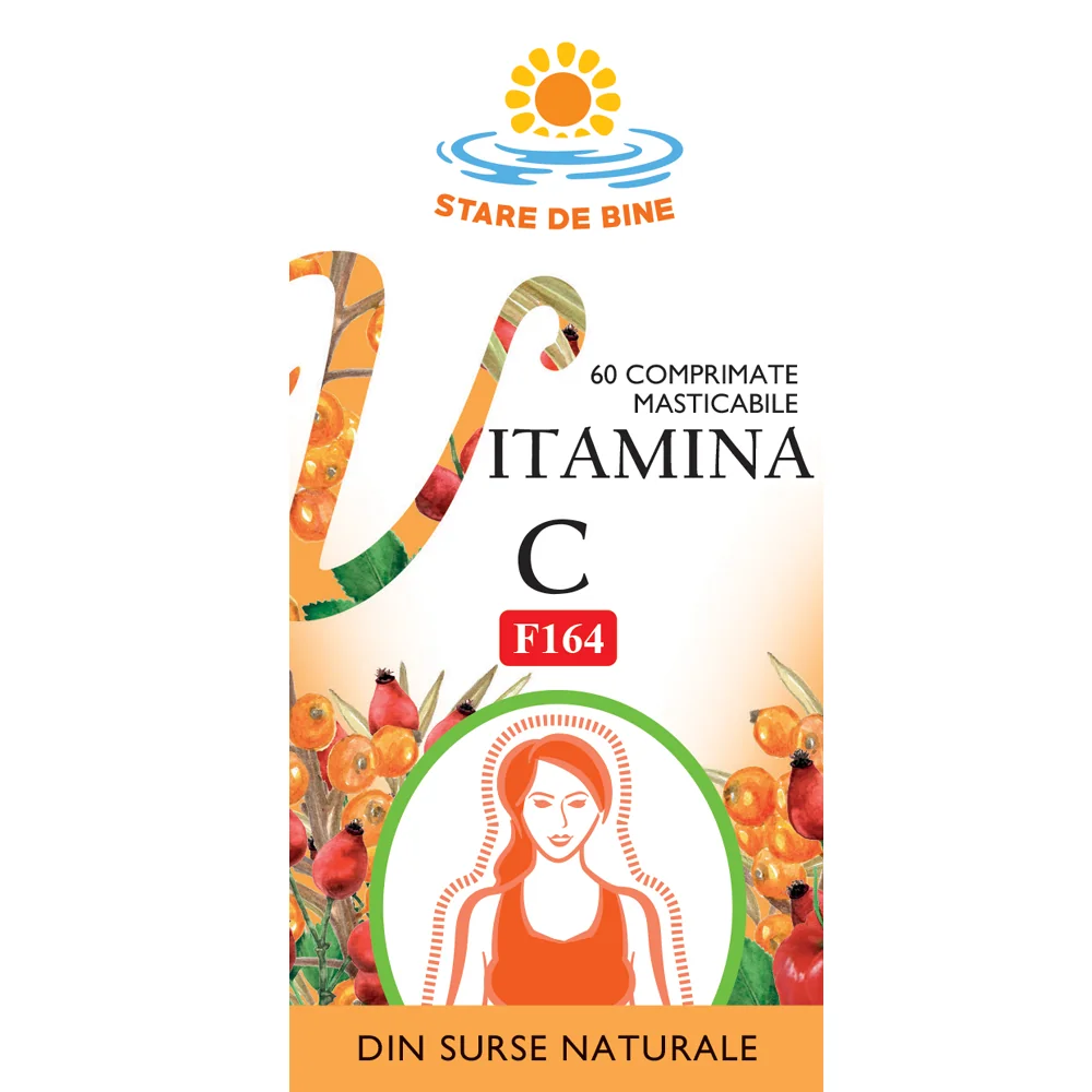 Vitamina C din surse naturale F164, 60 comprimate masticabile, Fares
