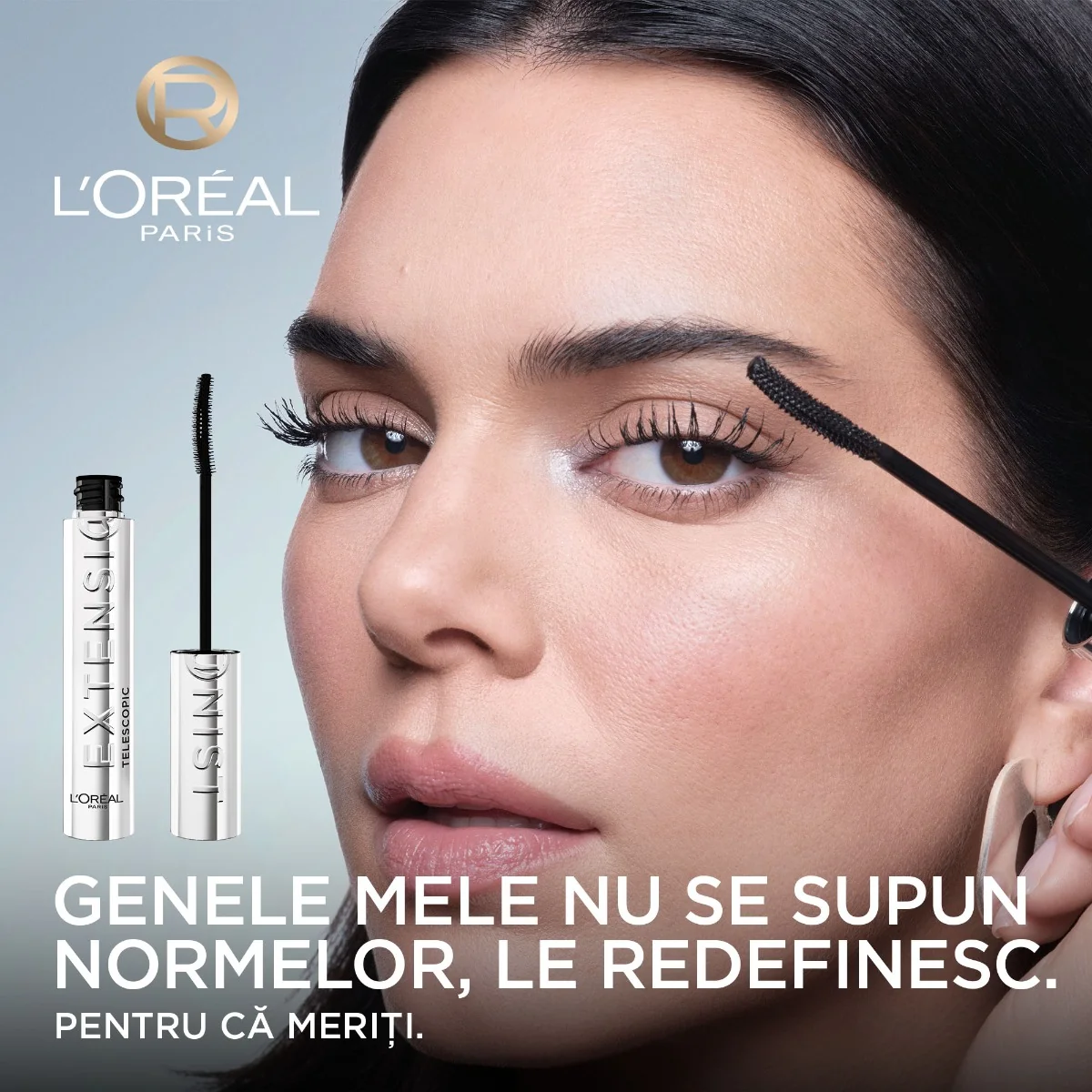 Mascara cu efect de alungire si curbare Telescopic Extensionist Black, 9.9ml, L'Oreal Paris