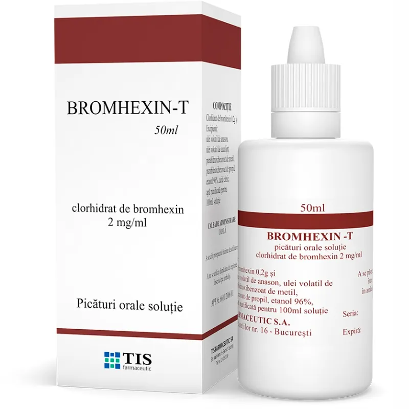 Picaturi orale Bromhexin-T 2mg/ml, 50ml, Tis Farmaceutic
