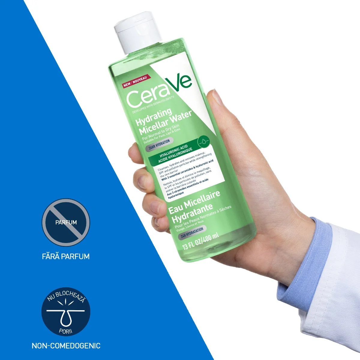 Apa micelara hidratanta pentru ten normal si uscat, 400ml, CeraVe
