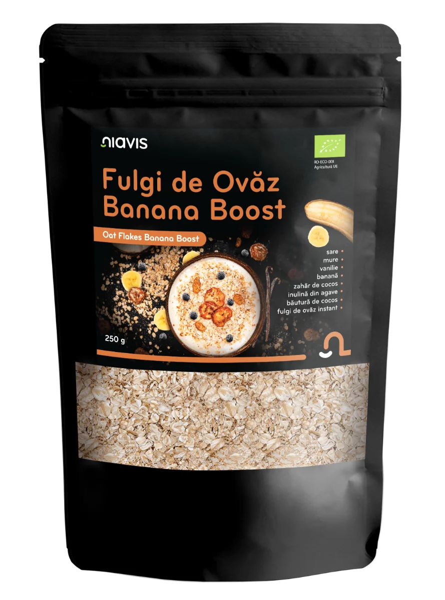 Fulgi de ovaz Banana Boost Ecologici, 250g, Niavis