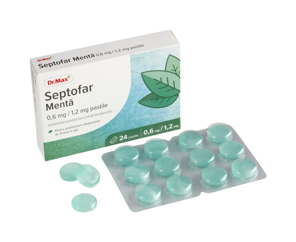 Dr.Max Septofar Menta 0,6mg/1,2mg, 24 pastile