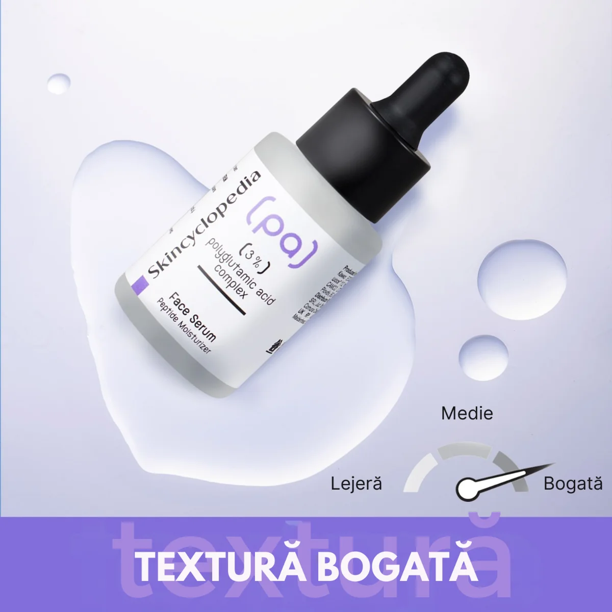 Ser facial cu 3% complex de acid poliglutamic, 30ml, Skincyclopedia