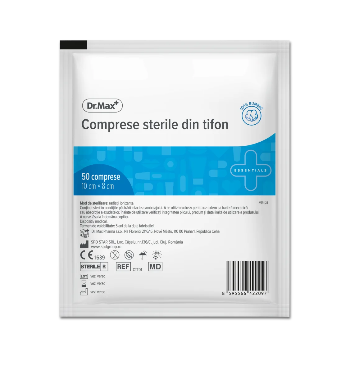 Dr. Max Comprese sterile taiate 10cm x 8cm, 50 bucati
