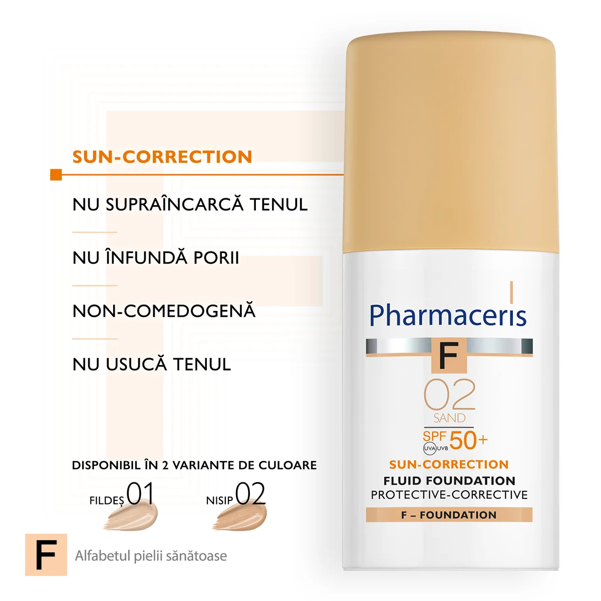 Fond de ten fluid Protective-Corective 02 Sand SPF50 F, 30ml, Pharmaceris