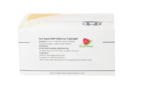 Test rapid AMP SARS CoV-2 IgG/IgM, 10 bucati, Bio Max Pharma 