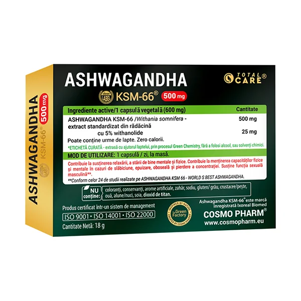 Ashwagandha KSM-66, 30 capsule, Cosmopharm