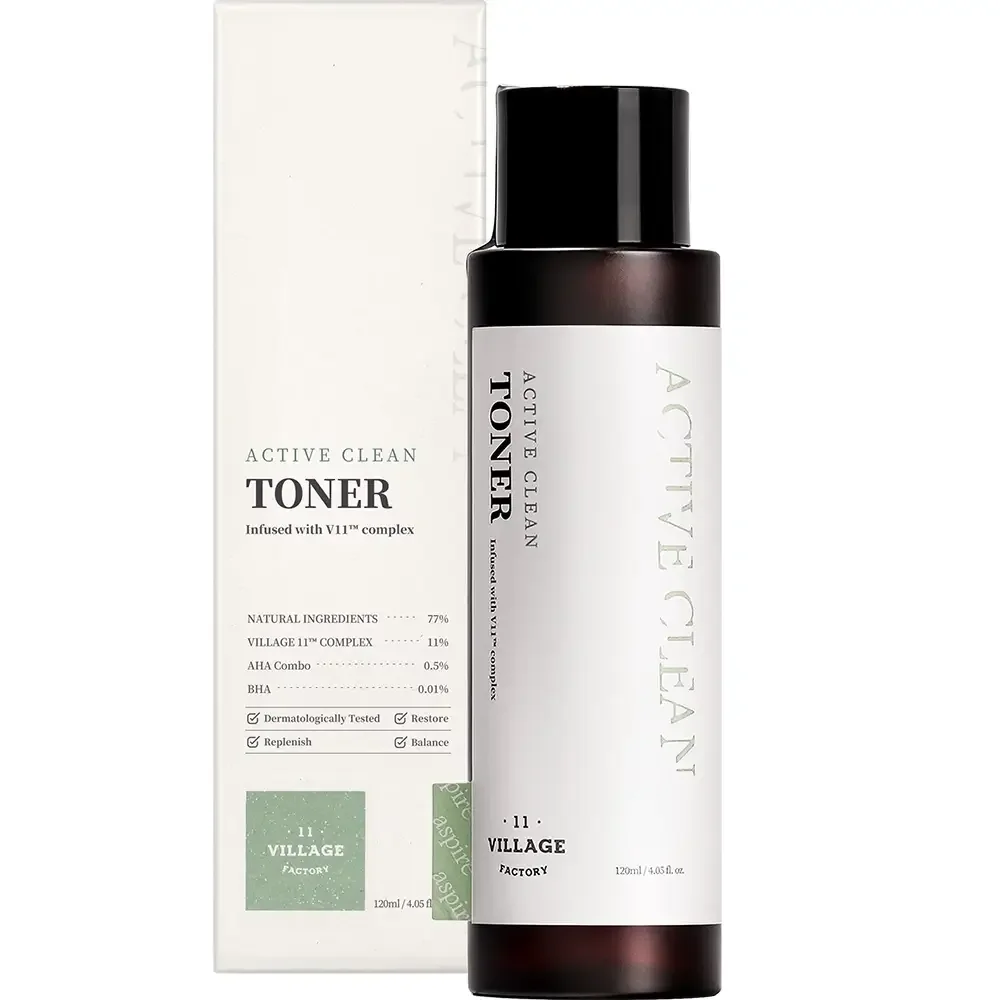 Toner antibacterian pentru fata Active Clean, 120ml, Village 11 Factory