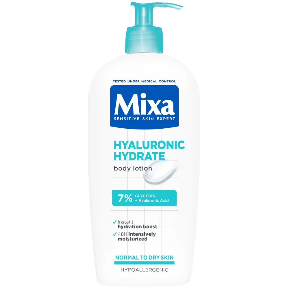 Lapte de corp intens hidratant pentru pielea deshidratata, uscata si sensibila Hyalurogel, 400ml, Mixa