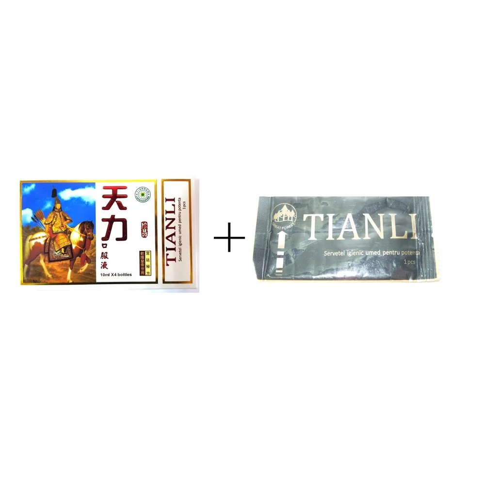 Natural Ponten 4 fiole x 10ml, Tianli + Servetele umede potenta, 1 bucata, Tianli
